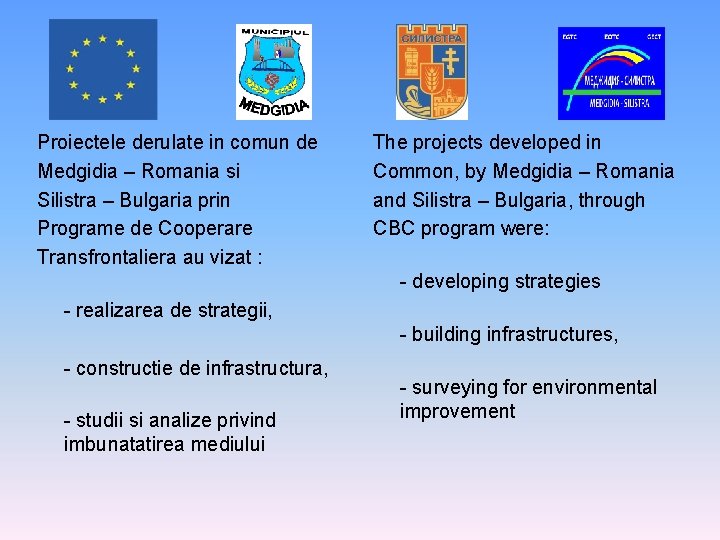 Proiectele derulate in comun de Medgidia – Romania si Silistra – Bulgaria prin Programe