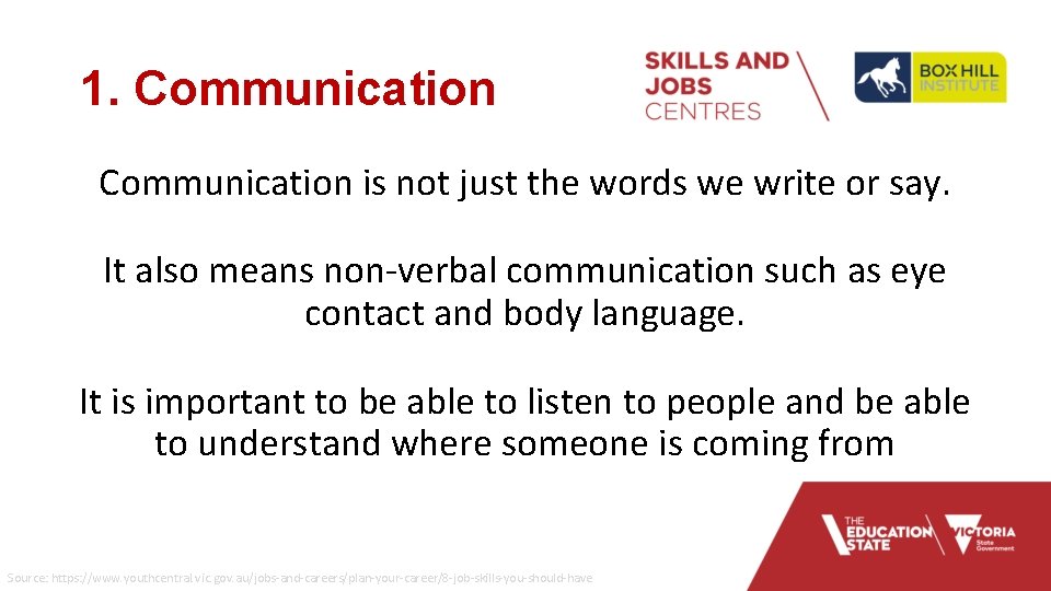 1. Communication is not just the words we write or say. It also means