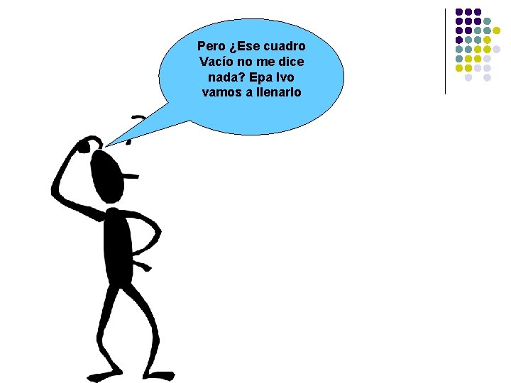 Pero ¿Ese cuadro Vacío no me dice nada? Epa Ivo vamos a llenarlo 