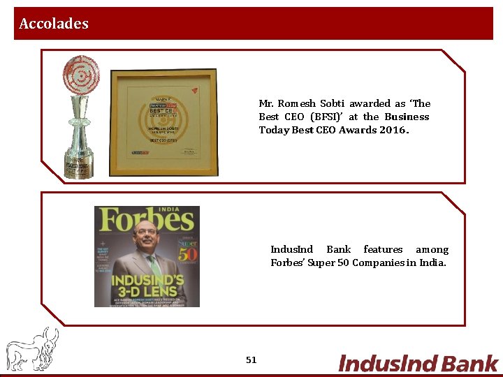 Accolades Mr. Romesh Sobti awarded as ‘The Best CEO (BFSI)’ at the Business Today