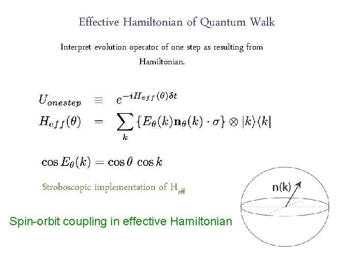 Effective Hamiltonian of Quantum Walk Interpret evolution operator of one step as resulting from