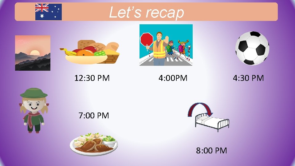Let’s recap 12: 30 PM 4: 00 PM 4: 30 PM 7: 00 PM Let’s recap 12: 30 PM 4: 00 PM 4: 30 PM 7: 00 PM