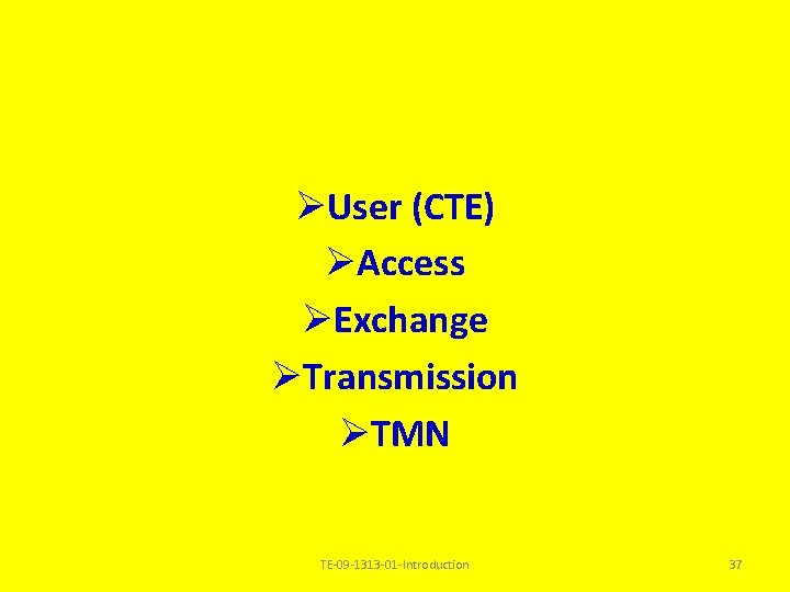 ØUser (CTE) ØAccess ØExchange ØTransmission ØTMN TE-09 -1313 -01 -Introduction 37 ØUser (CTE) ØAccess ØExchange ØTransmission ØTMN TE-09 -1313 -01 -Introduction 37
