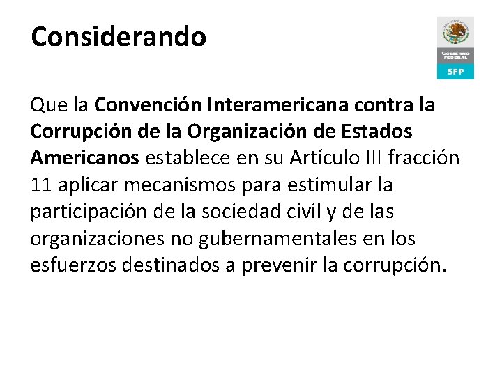 Considerando Proceso de Rendición de Cuentas Que la Convención Interamericana contra la Corrupción de