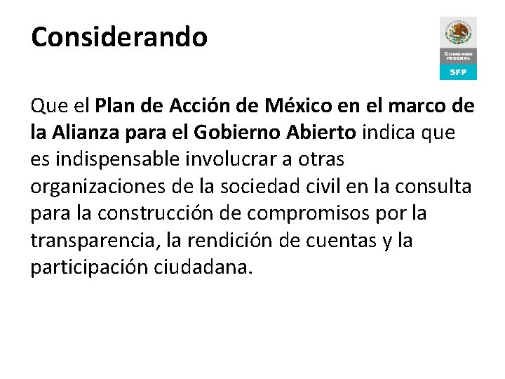 Considerando Proceso de Rendición de Cuentas Que el Plan de Acción de México en