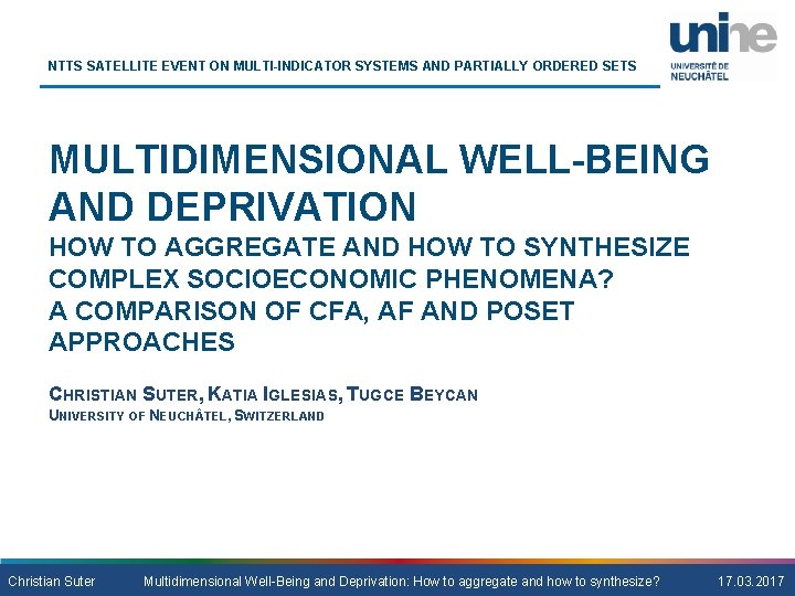 NTTS SATELLITE EVENT ON MULTI-INDICATOR SYSTEMS AND PARTIALLY ORDERED SETS MULTIDIMENSIONAL WELL-BEING AND DEPRIVATION