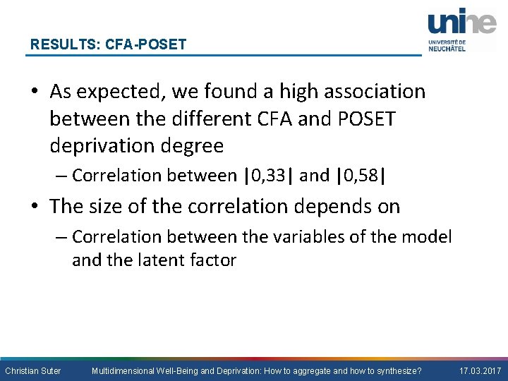 RESULTS: CFA-POSET • As expected, we found a high association between the different CFA