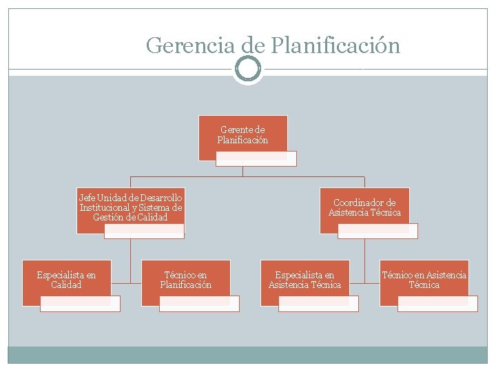 Gerencia de Planificación Gerente de Planificación Jefe Unidad de Desarrollo Institucional y Sistema de