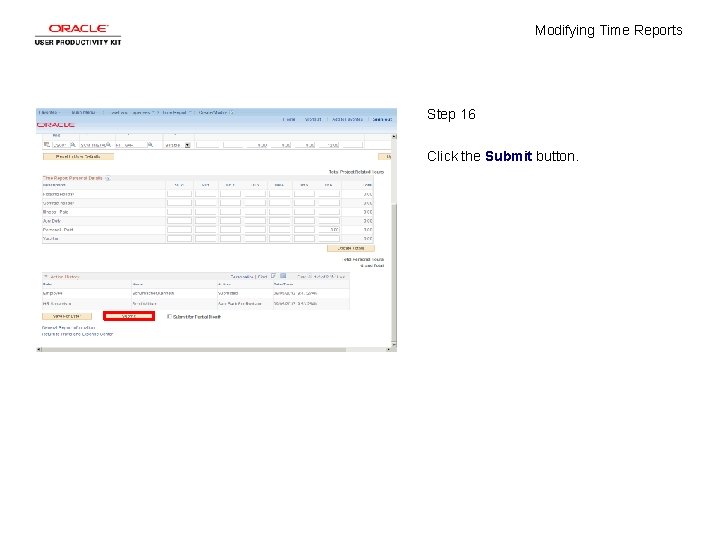 Modifying Time Reports Step 16 Click the Submit button. 