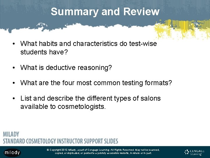 Summary and Review • What habits and characteristics do test-wise students have? • What