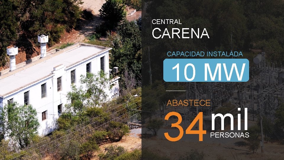 CENTRAL CARENA CAPACIDAD INSTALADA 10 MW ABASTECE mil 34 PERSONAS 
