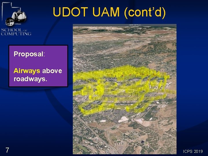 UDOT UAM (cont’d) Proposal: Airways above roadways. 7 ICPS 2019 UDOT UAM (cont’d) Proposal: Airways above roadways. 7 ICPS 2019