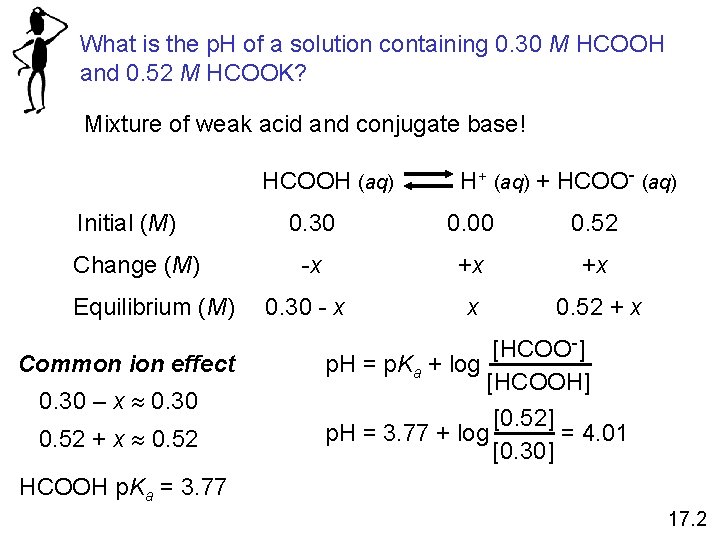 What is the p. H of a solution containing 0. 30 M HCOOH and What is the p. H of a solution containing 0. 30 M HCOOH and