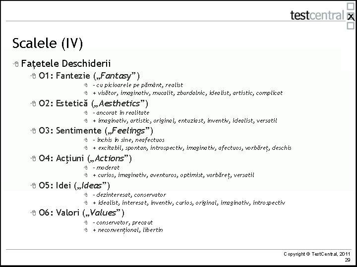 Scalele (IV) 8 Fațetele 8 Deschiderii O 1: Fantezie („Fantasy”) 8 8 8 O