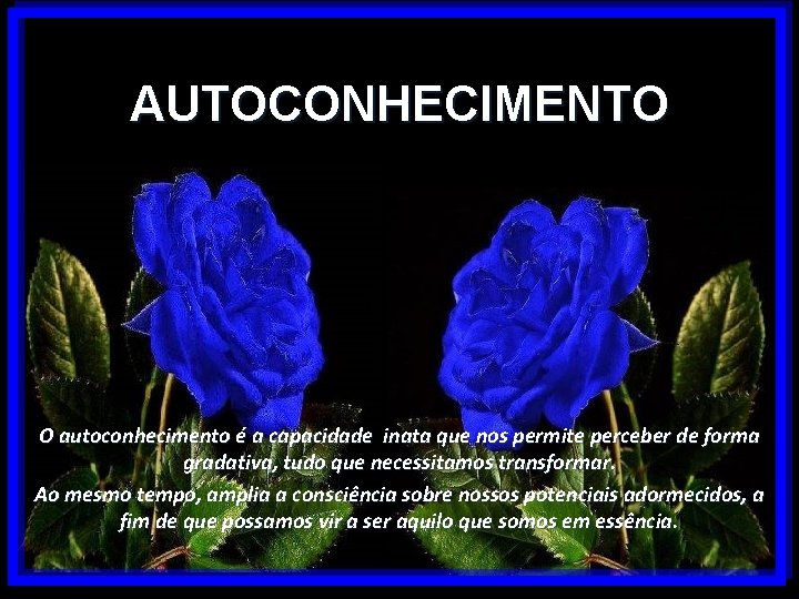 AUTOCONHECIMENTO O autoconhecimento é a capacidade inata que nos permite perceber de forma gradativa,