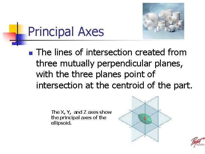 Principal Axes n The lines of intersection created from three mutually perpendicular planes, with