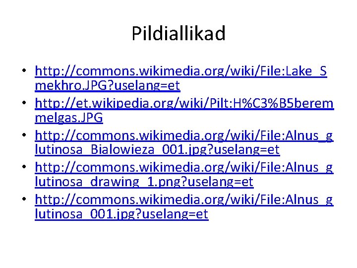 Pildiallikad • http: //commons. wikimedia. org/wiki/File: Lake_S mekhro. JPG? uselang=et • http: //et. wikipedia.