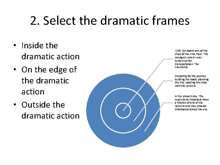 2. Select the dramatic frames • Inside the dramatic action • On the edge