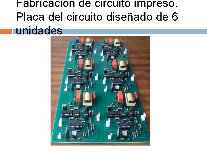 Fabricación de circuito impreso. Placa del circuito diseñado de 6 unidades 