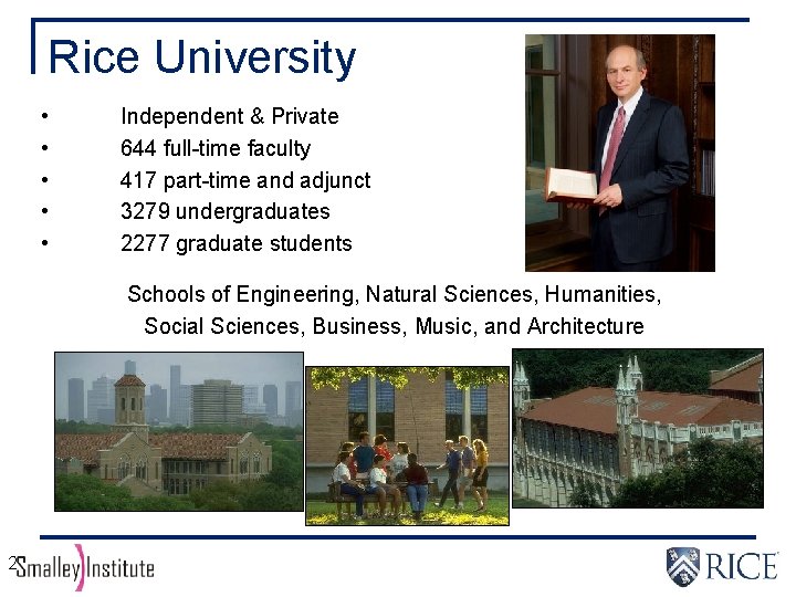 Rice University • • • Independent & Private 644 full-time faculty 417 part-time and