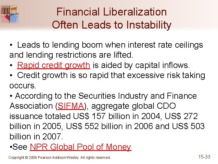 Financial Liberalization Often Leads to Instability • Leads to lending boom when interest rate