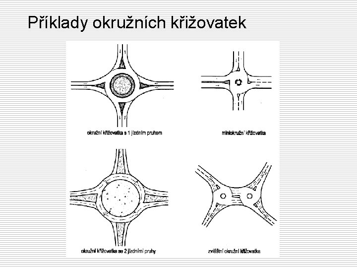 Příklady okružních křižovatek 