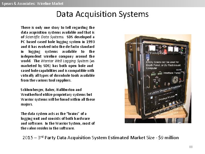 Spears & Associates: Wireline Market Data Acquisition Systems There is only one story to