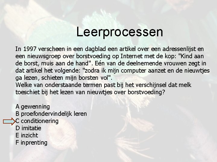 Leerprocessen In 1997 verscheen in een dagblad een artikel over een adressenlijst en een