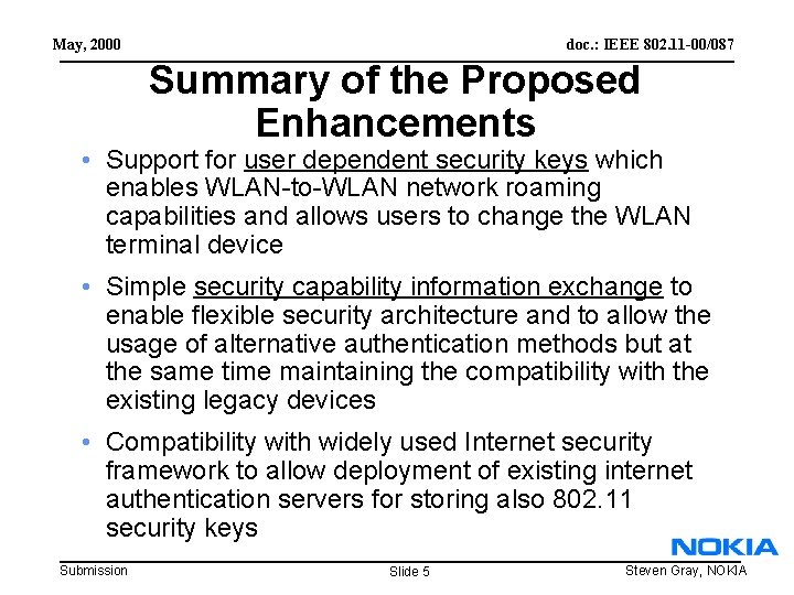 May, 2000 doc. : IEEE 802. 11 -00/087 Summary of the Proposed Enhancements •