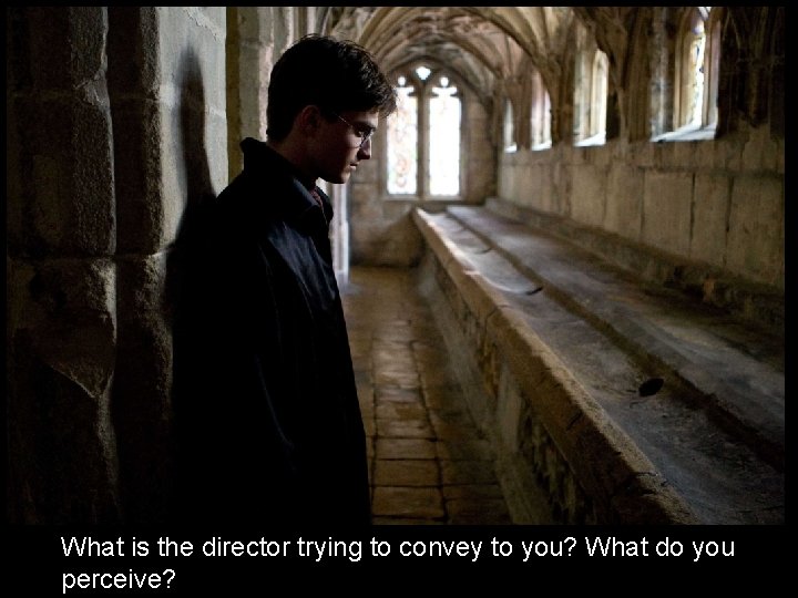 What is the director trying to convey to you? What do you perceive? 