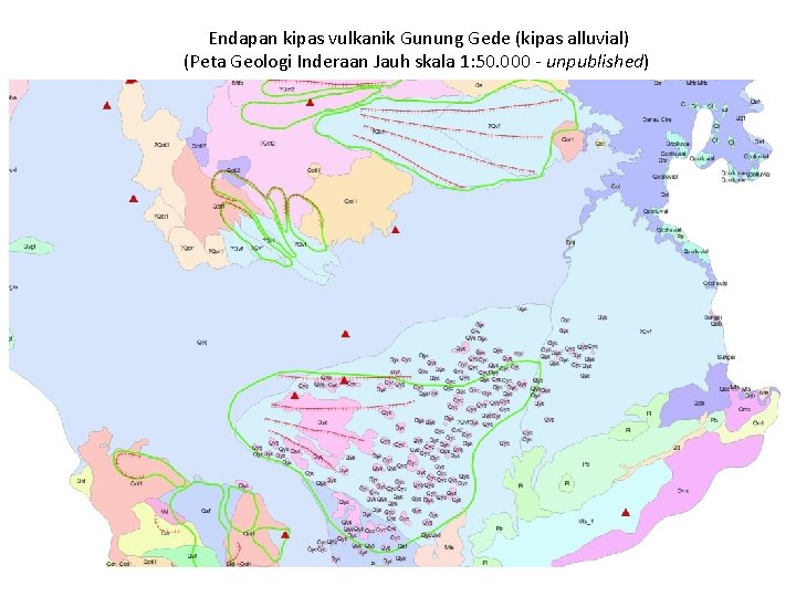 Endapan kipas vulkanik Gunung Gede (kipas alluvial) (Peta Geologi Inderaan Jauh skala 1: 50.