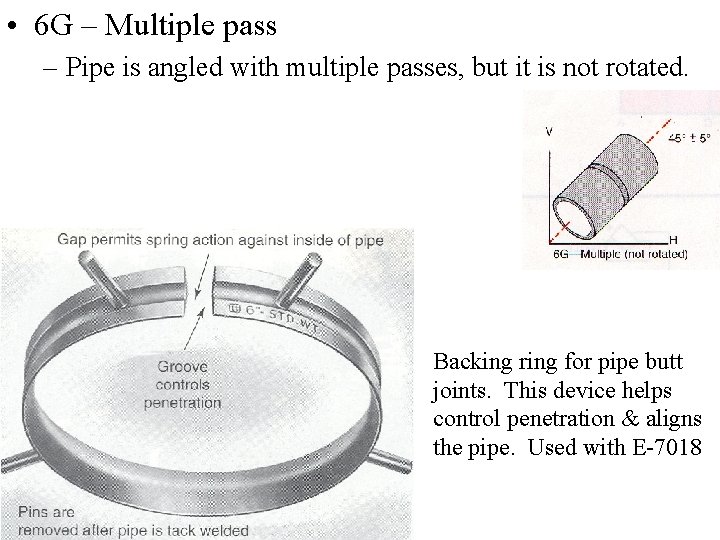  • 6 G – Multiple pass – Pipe is angled with multiple passes,