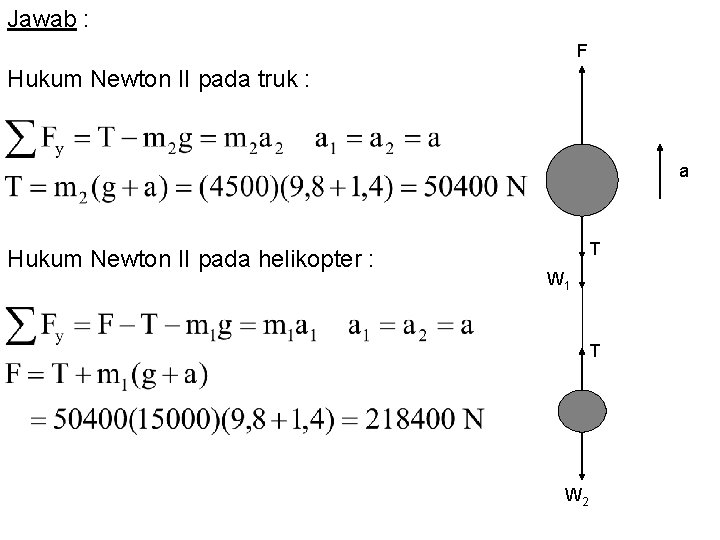 Jawab : F Hukum Newton II pada truk : a Hukum Newton II pada