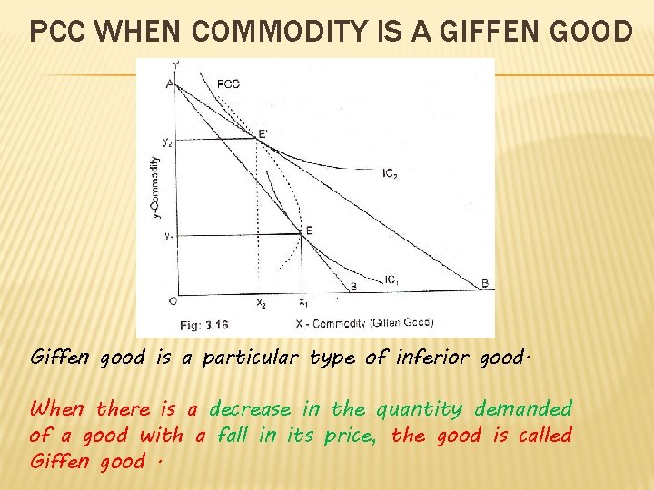 PCC WHEN COMMODITY IS A GIFFEN GOOD Giffen good is a particular type of