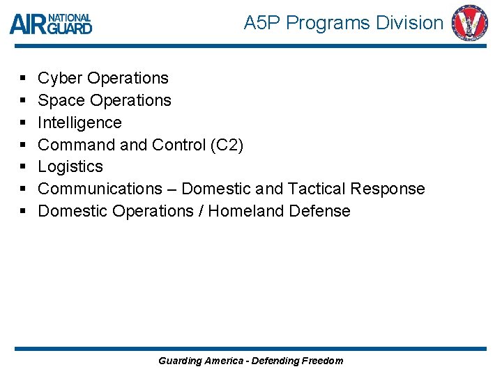 A 5 P Programs Division § § § § Cyber Operations Space Operations Intelligence