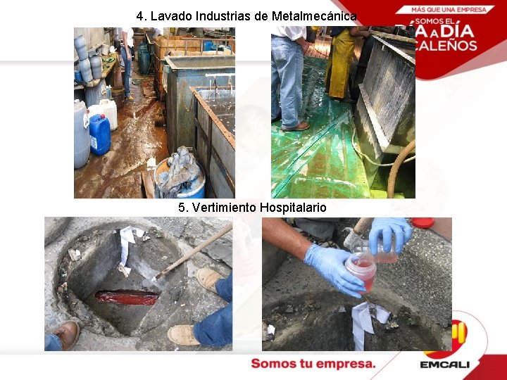 4. Lavado Industrias de Metalmecánica 5. Vertimiento Hospitalario 