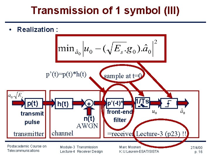 Module3 Transmission Lecture4 Marc Moonen Dept E