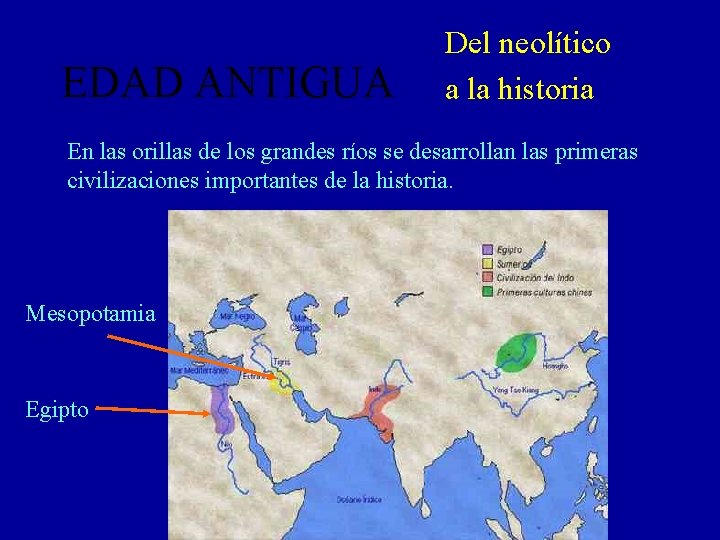 EDAD ANTIGUA Del neolítico a la historia En las orillas de los grandes ríos