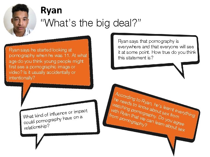 Ryan “What’s the big deal? ” Ryan says he started looking at pornography when