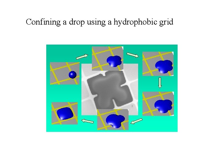 Confining a drop using a hydrophobic grid 