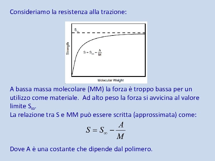 Consideriamo la resistenza alla trazione: A bassa molecolare (MM) la forza è troppo bassa