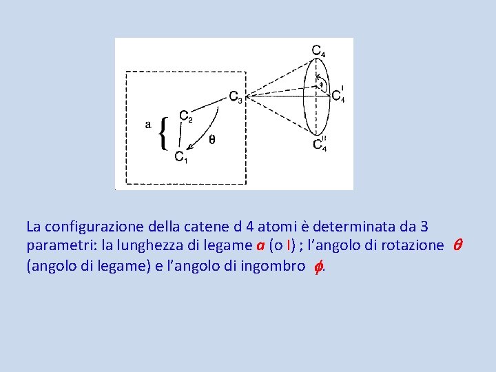 La configurazione della catene d 4 atomi è determinata da 3 parametri: la lunghezza