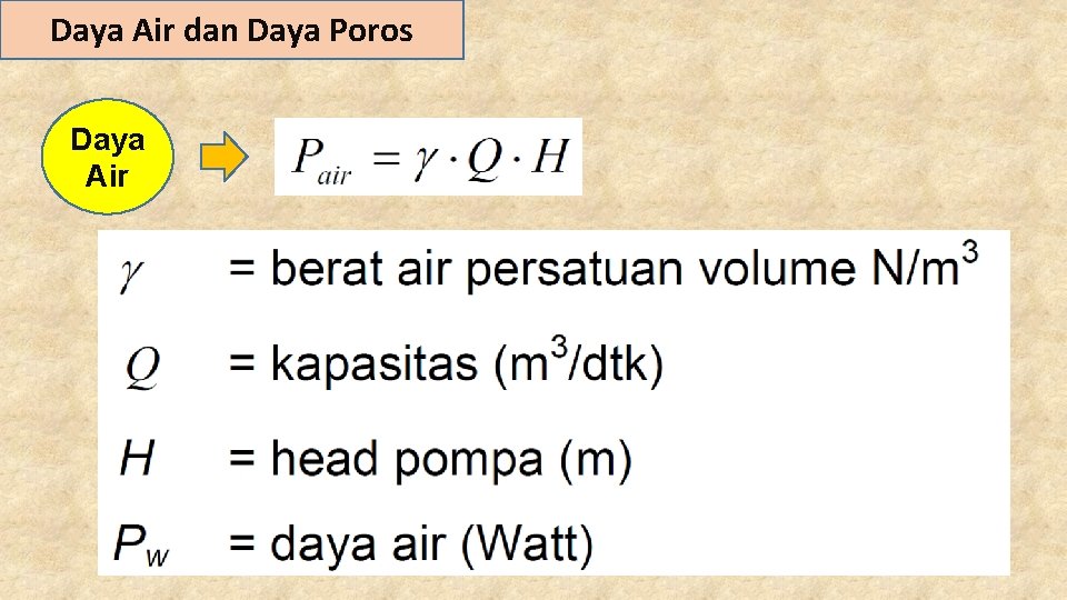 Daya Air dan Daya Poros Daya Air 