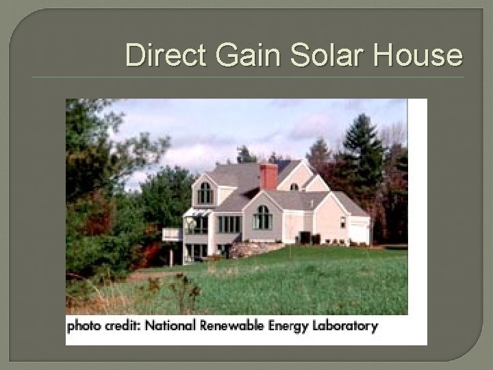 Direct Gain Solar House 