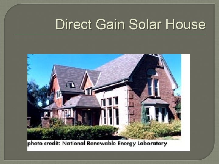 Direct Gain Solar House 