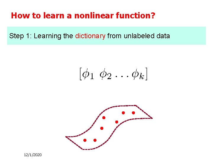 How to learn a nonlinear function? Step 1: Learning the dictionary from unlabeled data