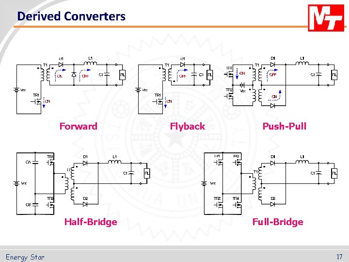 Derived Converters Forward Half-Bridge Energy Star Flyback Push-Pull Full-Bridge 17 