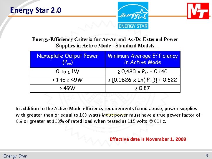 Energy Star 2. 0 In addition to the Active Mode efficiency requirements found above,