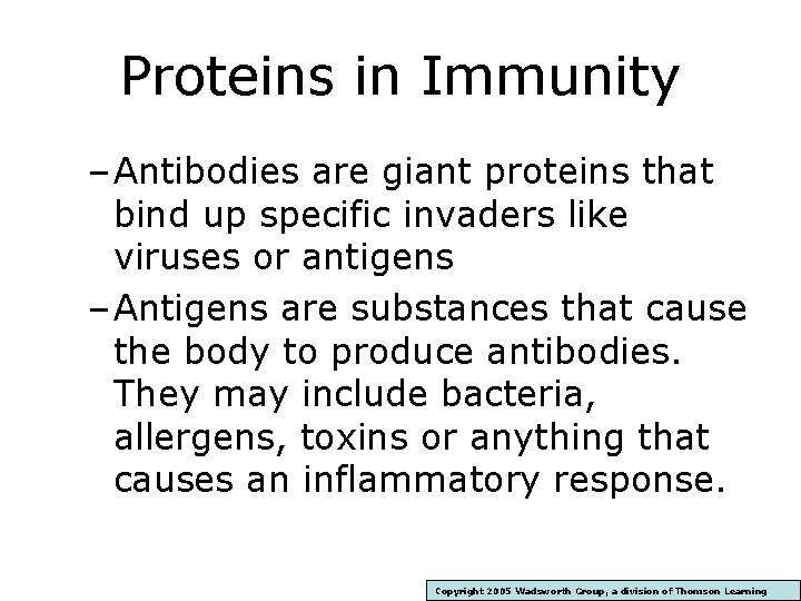 Proteins in Immunity – Antibodies are giant proteins that bind up specific invaders like