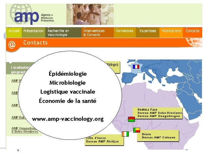 Épidémiologie Microbiologie Logistique vaccinale Économie de la santé www. amp-vaccinology. org 6 